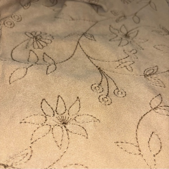 Western Boho Embroidered Tan Suede Button Up - Picture 3 of 8